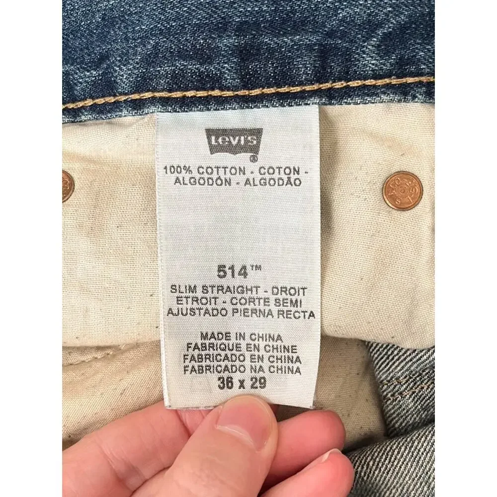 Levi’s 514 Slim Straight Jean Cotton Denim Mens Size 36x29 (actual 34x28.5) Blue